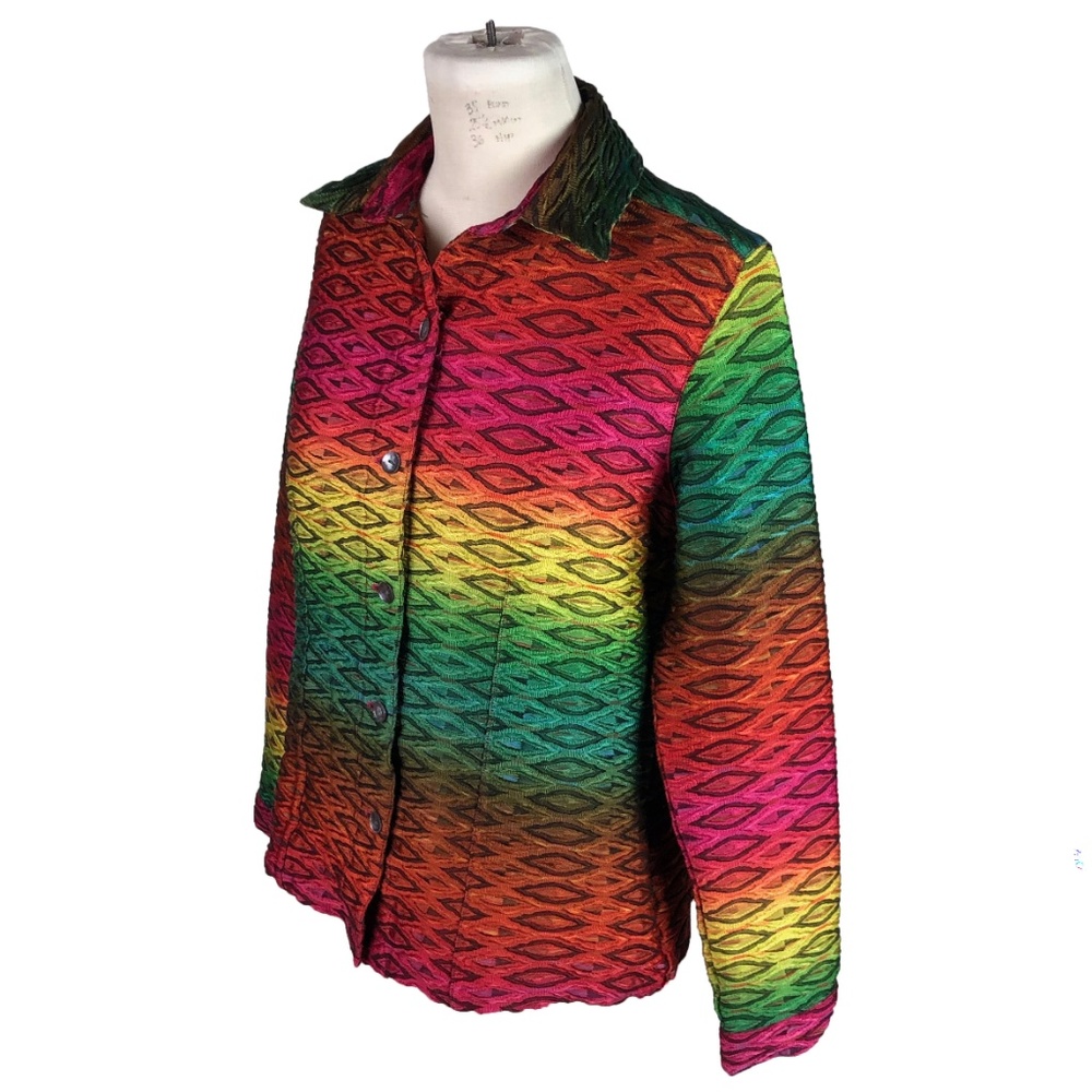 Chico's 0 Small Button Front Jacket Rainbow Ombre - image 2